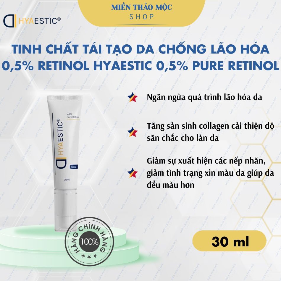 Tinh chất tái tạo da, chống lão hóa Hyaestic 0,5% Pure Retinol 30ml