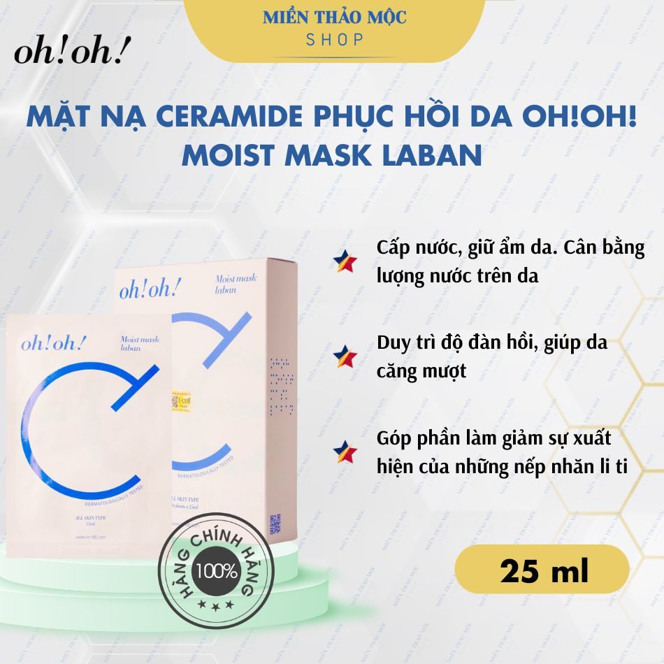 Mặt Nạ Ceramide Phục Hồi Da oh!oh! Moist Mask Laban (25ml x Hộp 10 miếng)