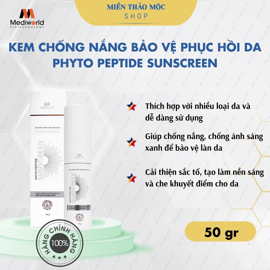 Kem chống nắng peptite cho da sau xâm lấn chống ánh sáng xanh Phyto Peptide Sunscreen Mediworld