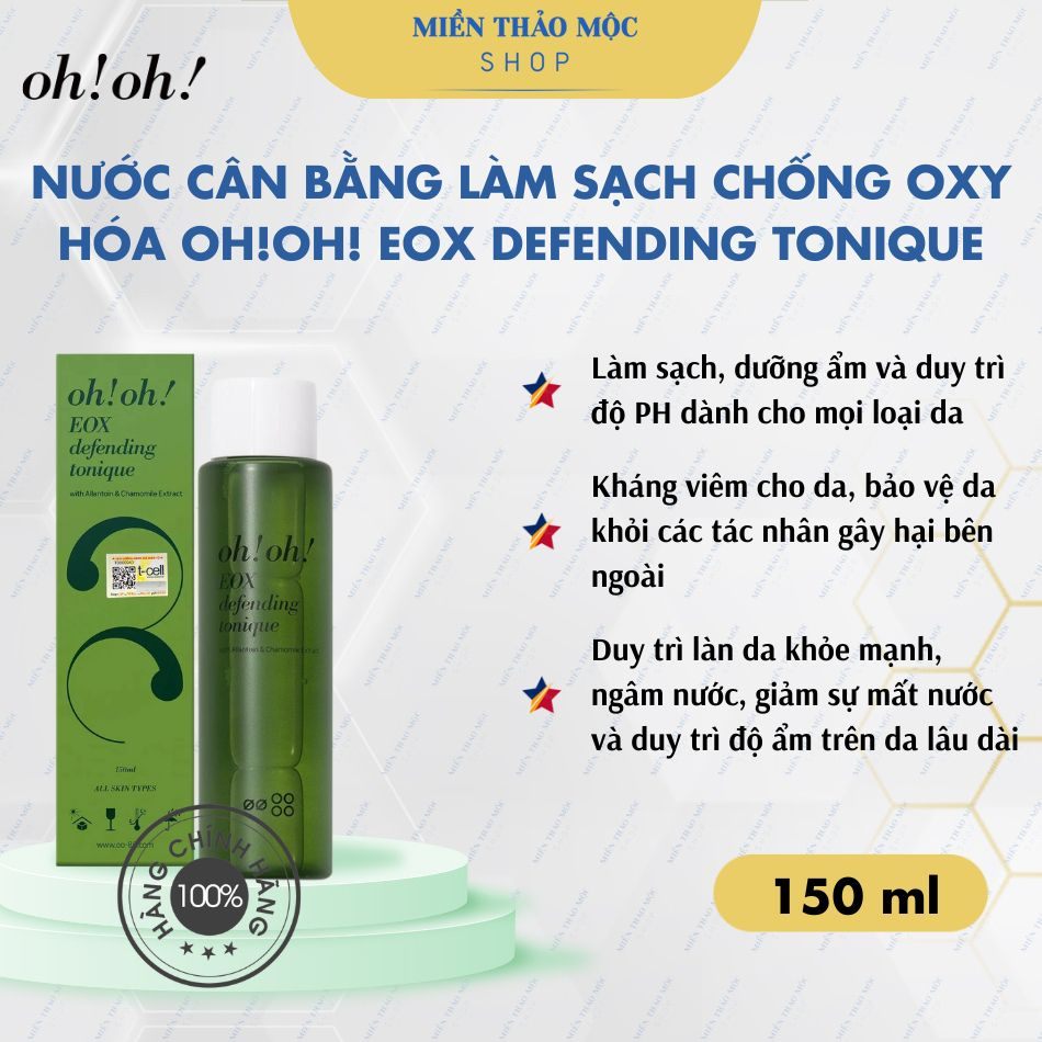 Nước cân bằng làm sạch và chống oxy hoá ohoh EOX Defending Tonique (with Allantoin & Chamomile Extract) 150ml