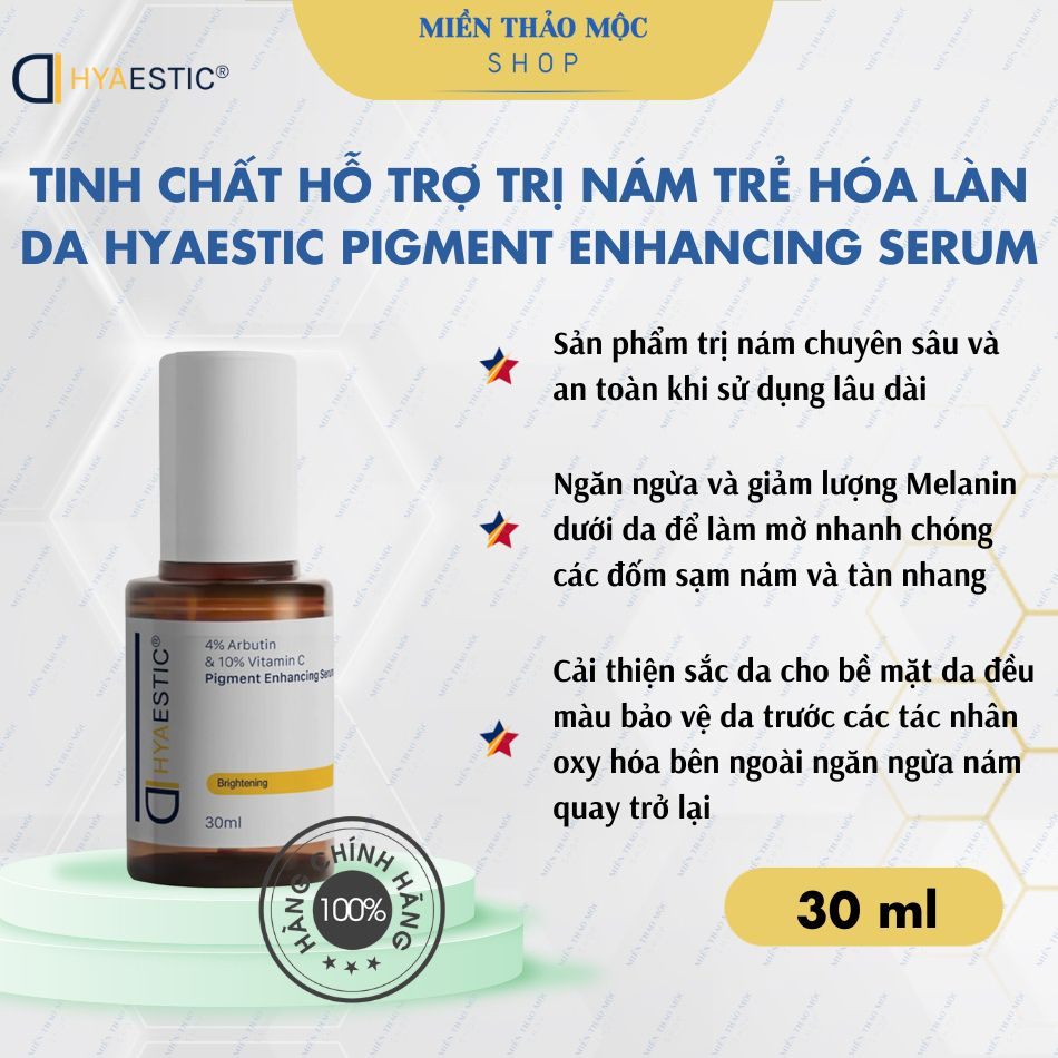Tinh chất Hỗ Trợ Giảm Nám Hyaestic Pigment Enhancing Serum 4% Arbutin & 10% Vitamin C 30ml