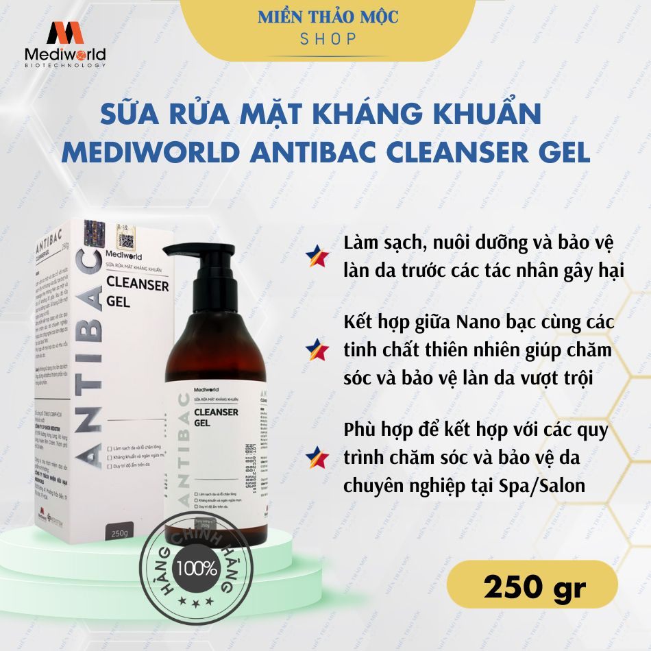 Sữa rửa mặt kháng khuẩn và bảo vệ da ANTIBAC CLEANSER GEL Mediworld