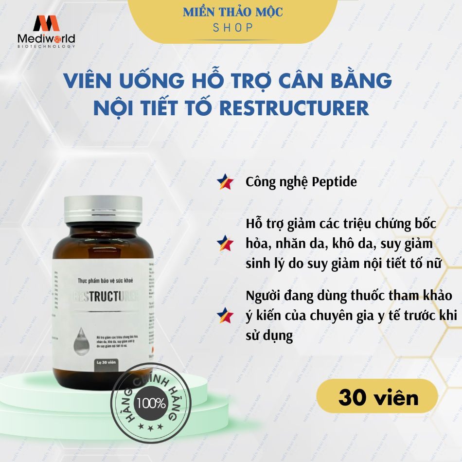Viên uống hỗ trợ cân bằng nội tiết tố Mediworld Restructurer lọ 30 viên