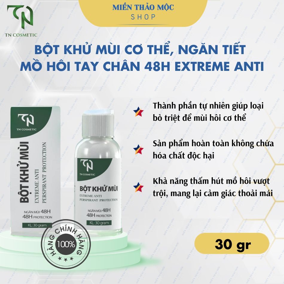 Bột khử mùi cơ thể ngăn tiết mồ hôi tay chân TN Cosmetic 48H Extreme Anti 30g