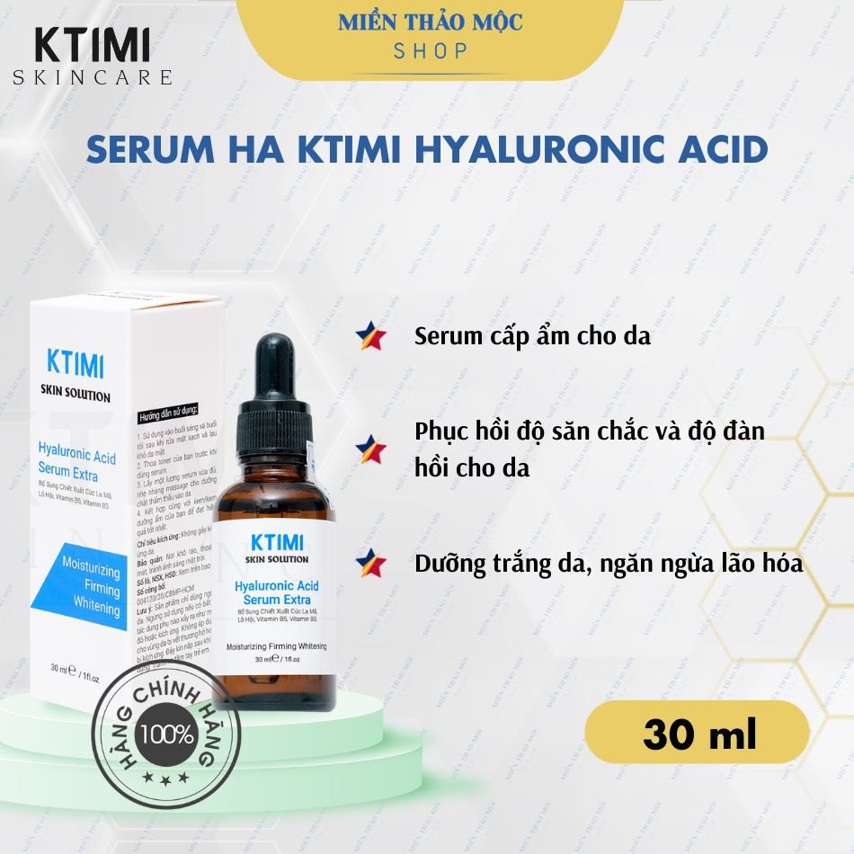 Serum HA cấp ẩm phục hồi da Ktimi Hyaluronic Acid 30ml