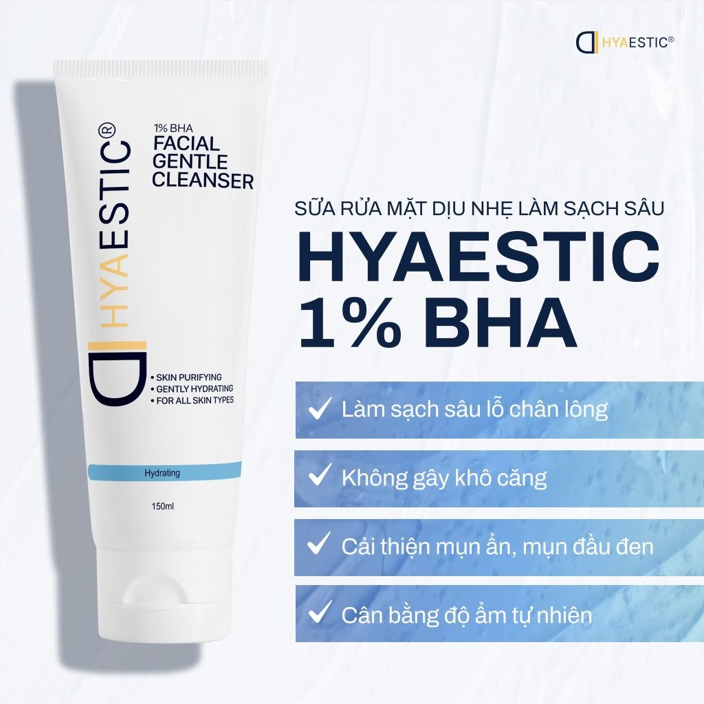 Sữa rửa mặt làm sạch sâu Hyaestic 1% BHA Facial Gentle Cleanser 150ml