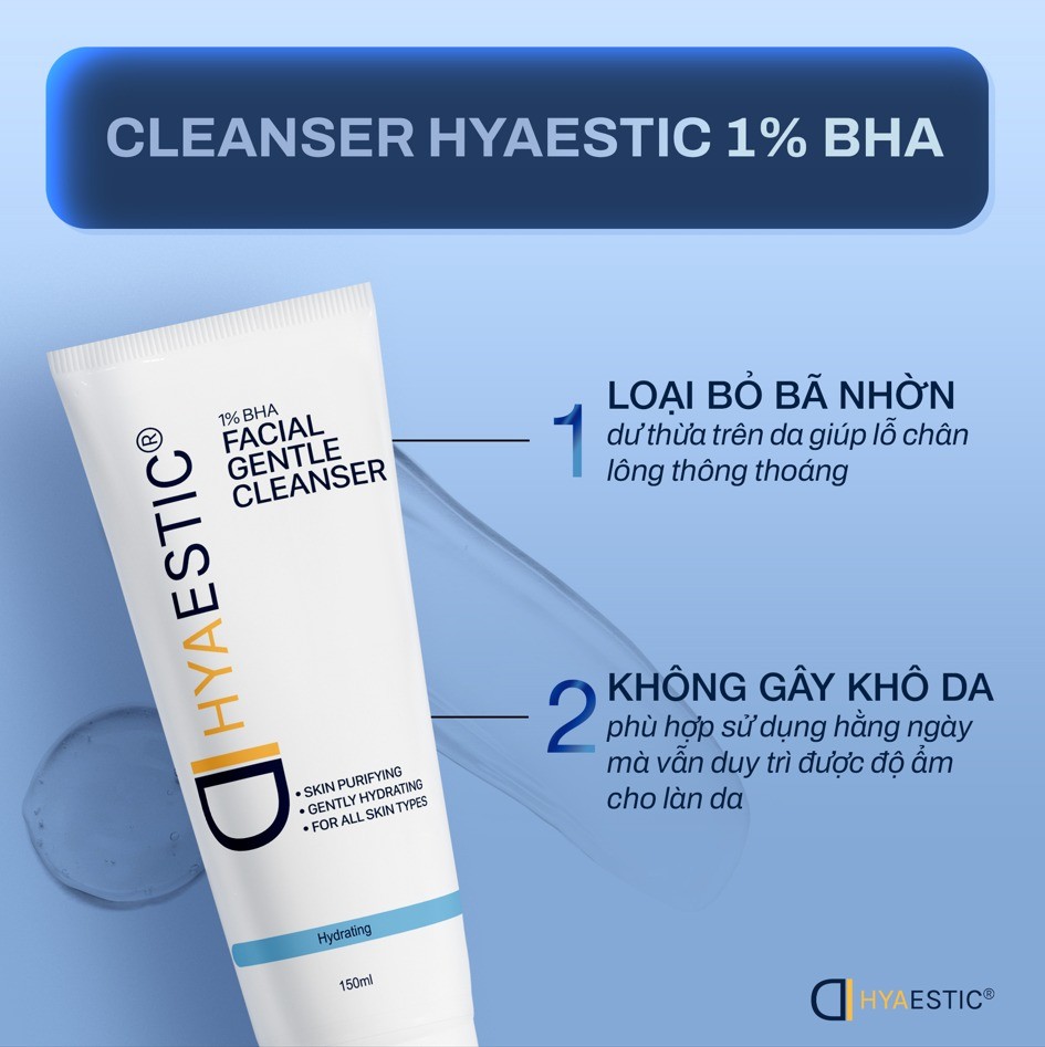 Sữa rửa mặt làm sạch sâu Hyaestic 1% BHA Facial Gentle Cleanser 150ml