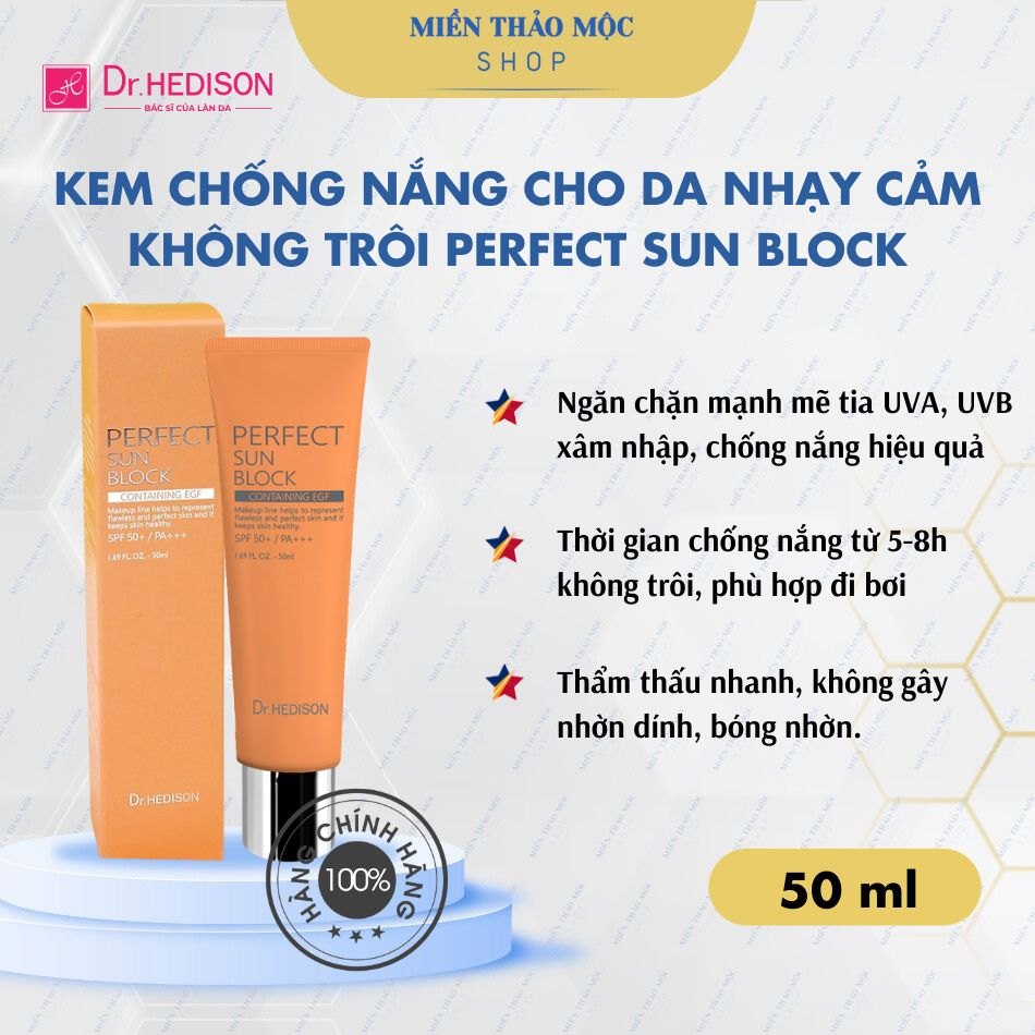 Kem chống nắng không trôi cho da nhạy cảm Dr.HEDISON Perfect Sun Block 50ml