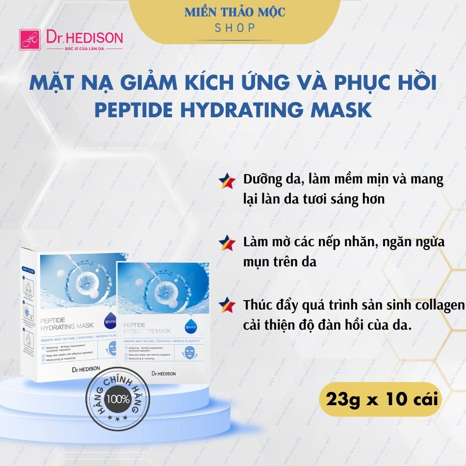 Mặt nạ giảm kích ứng Dr.HEDISON Peptide Hydrating Mask 23g x 10 cái