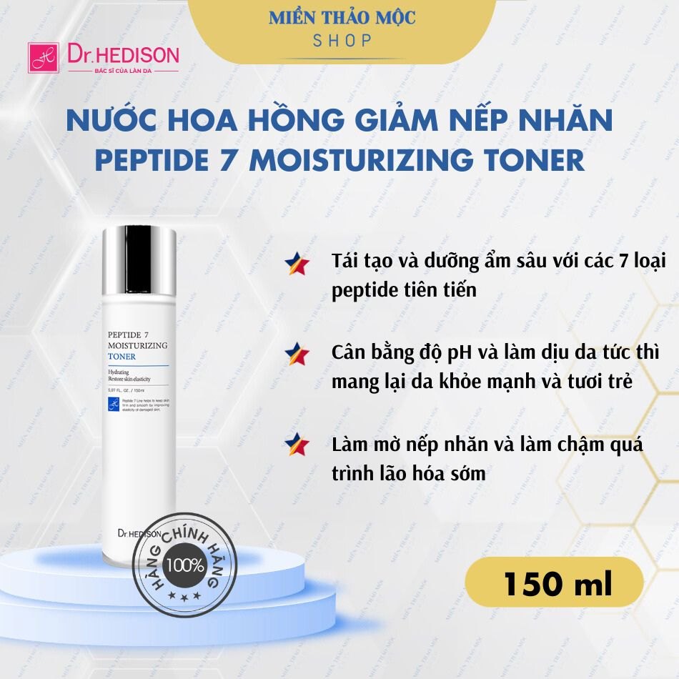 Nước hoa hồng tái tạo và dưỡng ẩm Dr.HEDISON Peptide 7 Moisturizing Toner 150 ml