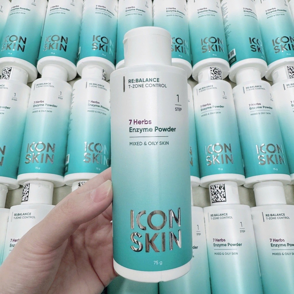 Bột tẩy da chết cho da dầu da, hỗn hợp Icon Skin 7 Herbs Enzyme Cleansing Powder