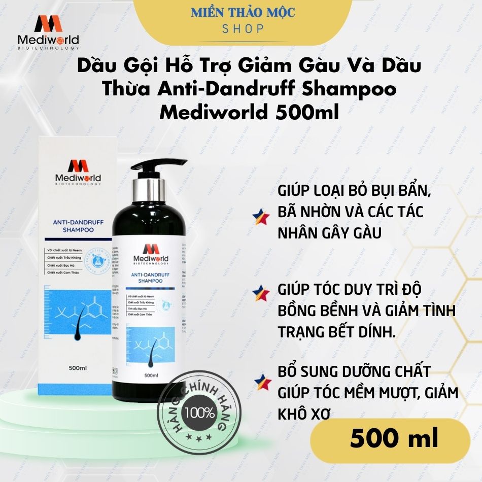 Dầu Gội Hỗ Trợ Giảm Gàu Và Dầu Thừa Anti-Dandruff Shampoo Mediworld 500ml