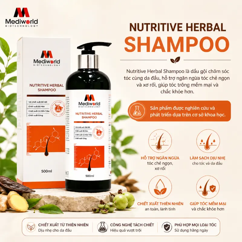 Dầu Gội Thảo Dược Dưỡng Tóc Mềm Mượt Nutritive Herbal Shampoo Mediworld 500ml