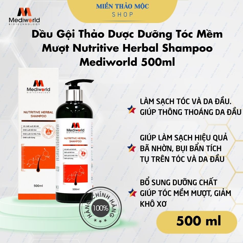 Dầu Gội Thảo Dược Dưỡng Tóc Mềm Mượt Nutritive Herbal Shampoo Mediworld 500ml