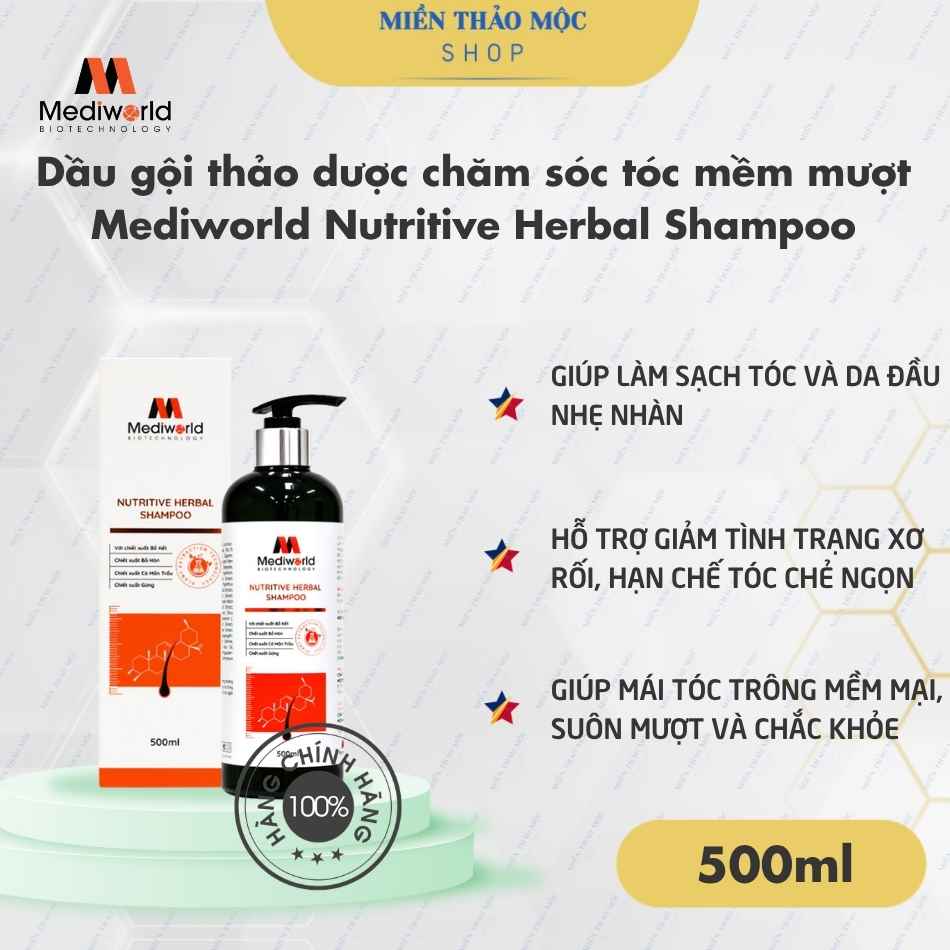 Dầu gội thảo dược chăm sóc tóc mềm mượt Mediworld Nutritive Herbal Shampoo
