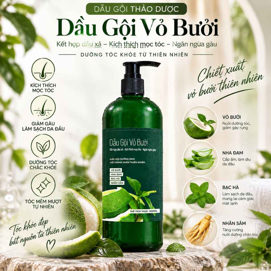Dầu gội vỏ bưởi kích thích mọc tóc, nuôi dưỡng mái tóc Mediworld