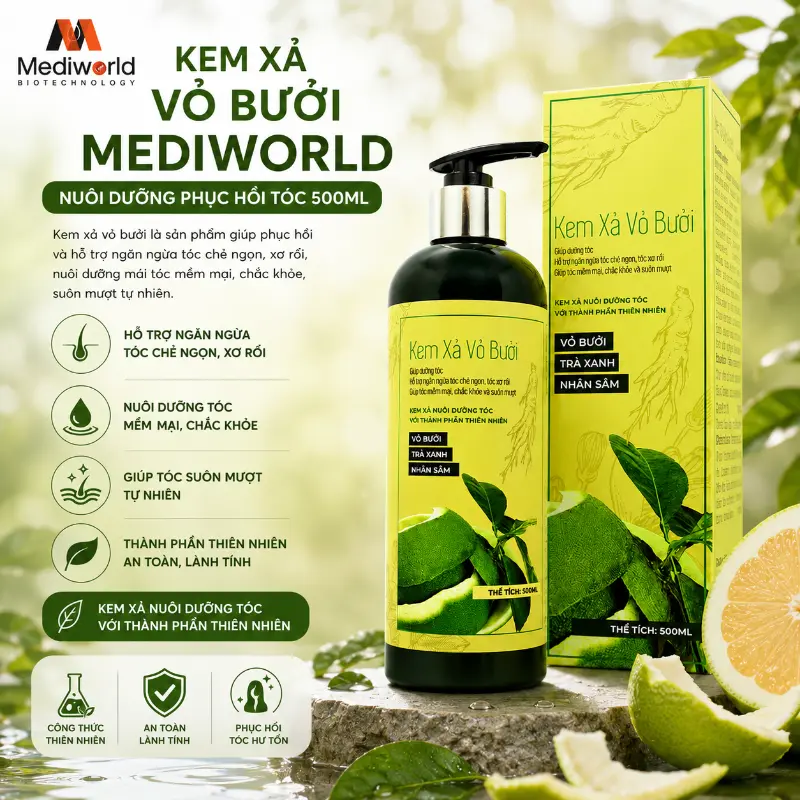 Dầu xả vỏ bưởi Mediworld nuôi dưỡng phục hồi tóc 500ml