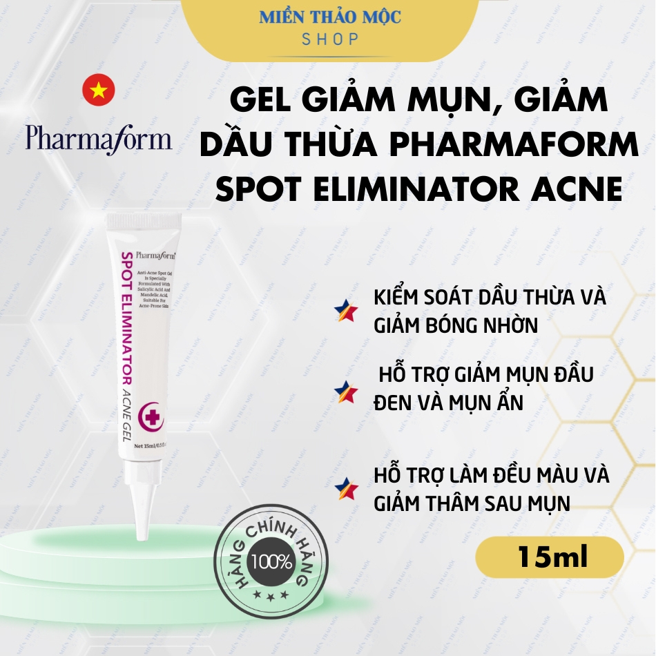 Gel giảm mụn dầu thừa Pharmaform Spot Eliminator Acne Gel 15ml