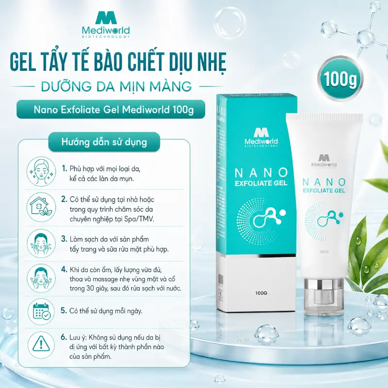 Gel Tẩy Tế Bào Chết Dịu Nhẹ Cho Da Mịn Màng Nano Exfoliate Gel Mediworld 100g