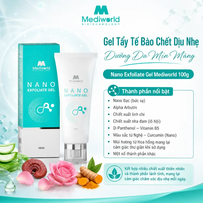 Gel Tẩy Tế Bào Chết Dịu Nhẹ Cho Da Mịn Màng Nano Exfoliate Gel Mediworld 100g