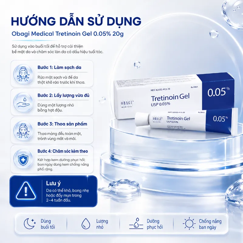 Gel Trị Mụn & Chống Lão Hóa Obagi Medical Tretinoin Gel 0.05% 20g Chính Hãng