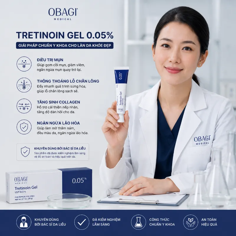 Gel Trị Mụn & Chống Lão Hóa Obagi Medical Tretinoin Gel 0.05% 20g Chính Hãng