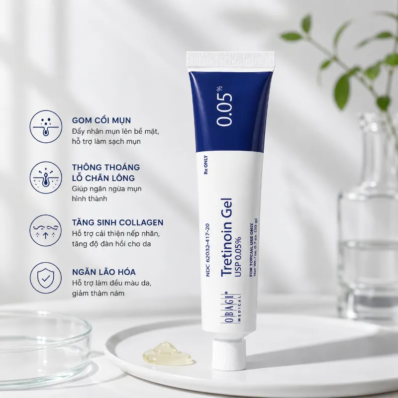 Gel Trị Mụn & Chống Lão Hóa Obagi Medical Tretinoin Gel 0.05% 20g Chính Hãng