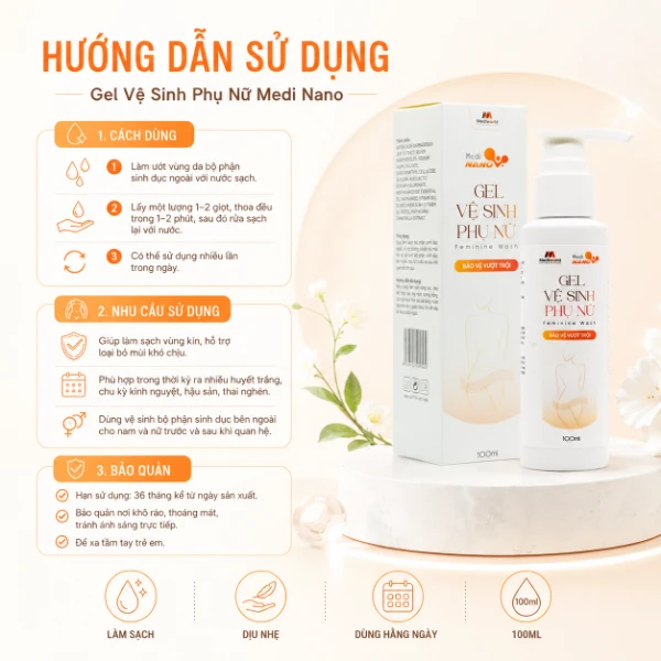Gel Vệ Sinh Phụ Nữ Làm Sạch Dịu Nhẹ, Kháng Khuẩn Nano Bạc MediNano Mediworld 100ml