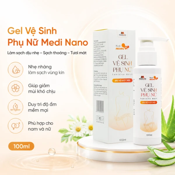 Gel Vệ Sinh Phụ Nữ Làm Sạch Dịu Nhẹ, Kháng Khuẩn Nano Bạc MediNano Mediworld 100ml