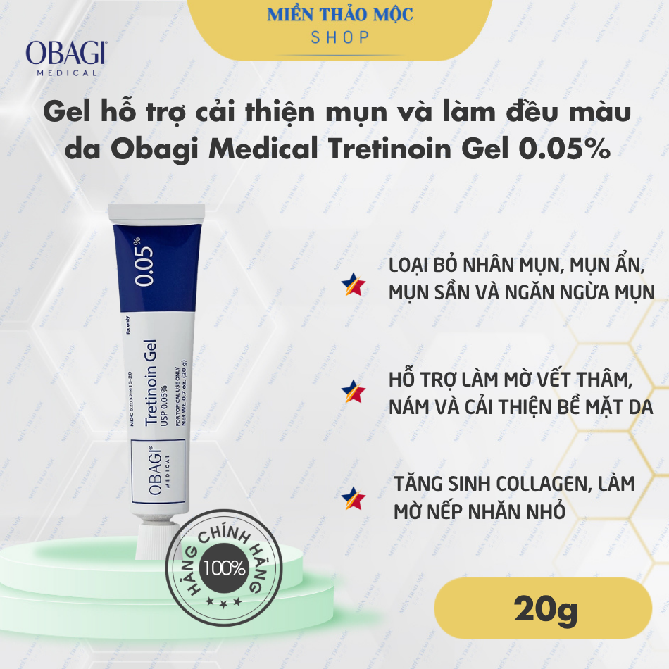 Gel hỗ trợ cải thiện mụn và làm đều màu da Obagi Medical Tretinoin Gel 0.05%
