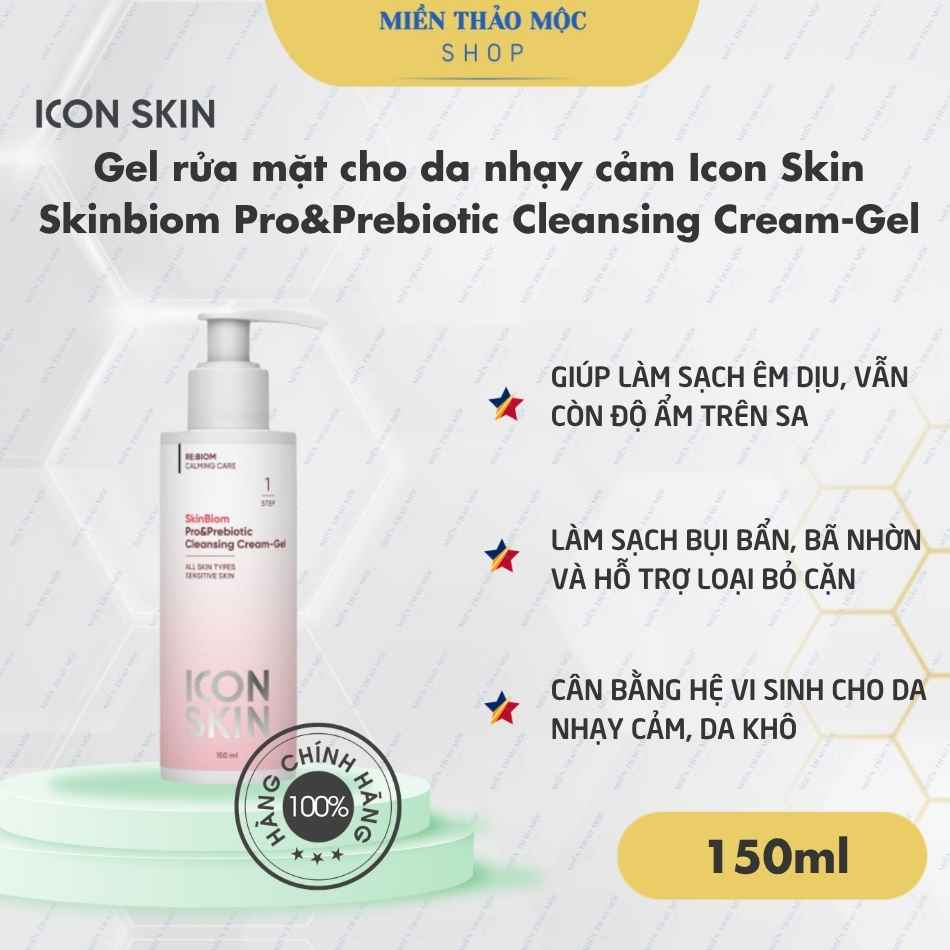 Gel rửa mặt cho da nhạy cảm Icon Skin Skinbiom Pro&Prebiotic Cleansing Cream-Gel