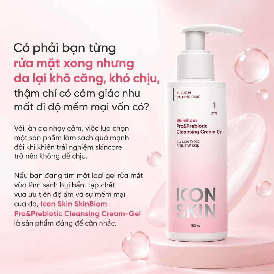 Gel rửa mặt cho da nhạy cảm Icon Skin Skinbiom Pro&Prebiotic Cleansing Cream-Gel