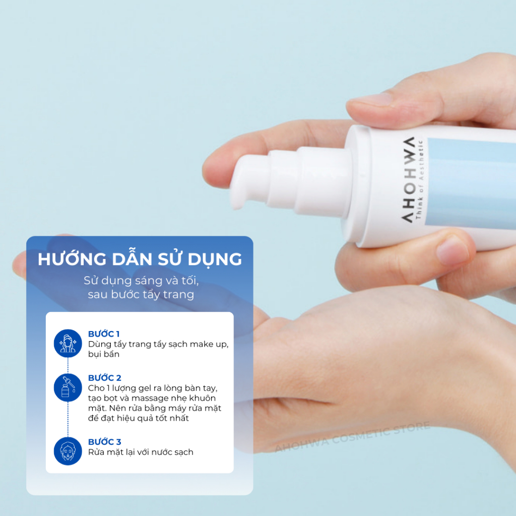 Gel rửa mặt dành cho mọi loại da Ahohwa Aqua Solution Hybrid Water Fluide Gel Cleanser