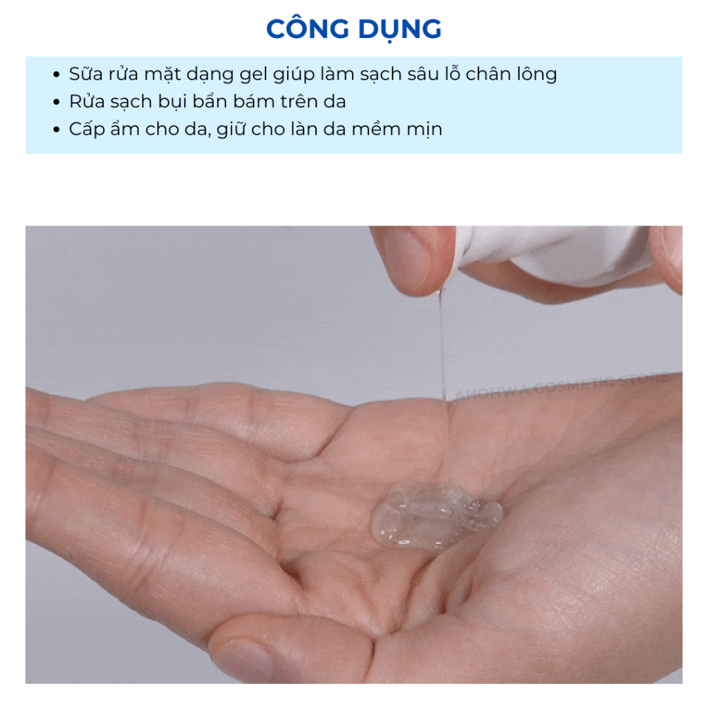 Gel rửa mặt dành cho mọi loại da Ahohwa Aqua Solution Hybrid Water Fluide Gel Cleanser
