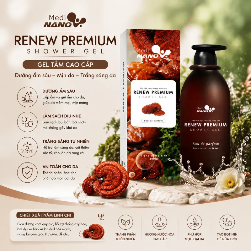 Gel tắm cao cấp dưỡng ẩm mịn trắng sáng da Mediworld Renew Premium Shower Gel