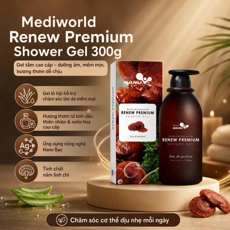 Gel tắm cao cấp dưỡng ẩm mịn trắng sáng da Mediworld Renew Premium Shower Gel