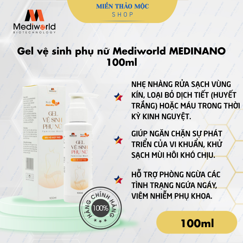Gel vệ sinh phụ nữ Mediworld MEDINANO 100ml