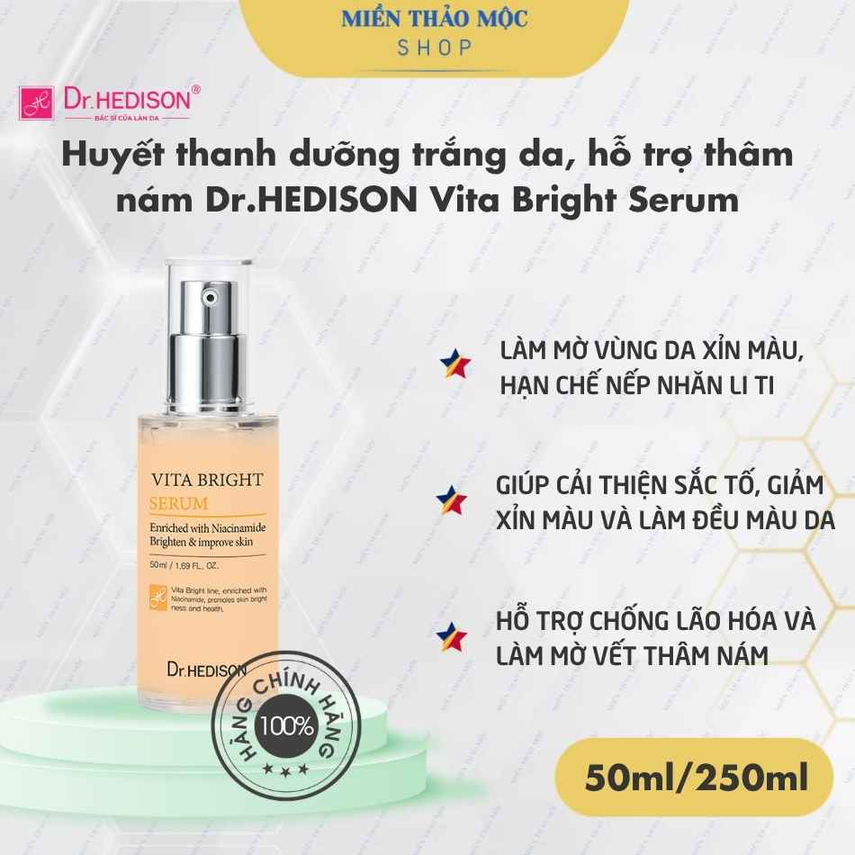 Huyết thanh dưỡng trắng da, hỗ trợ thâm nám Dr.HEDISON Vita Bright Serum