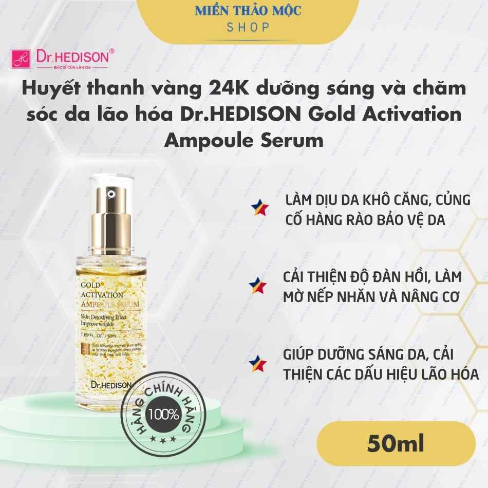 Huyết thanh vàng 24K dưỡng sáng và chăm sóc da lão hóa Dr.HEDISON Gold Activation Ampoule Serum