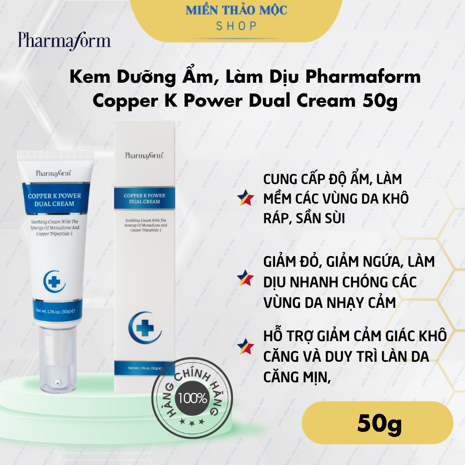 Kem Dưỡng Ẩm, Làm Dịu Và Hỗ Trợ Cải Thiện Độ Đàn Hồi Da Pharmaform Copper K Power Dual Cream 50g