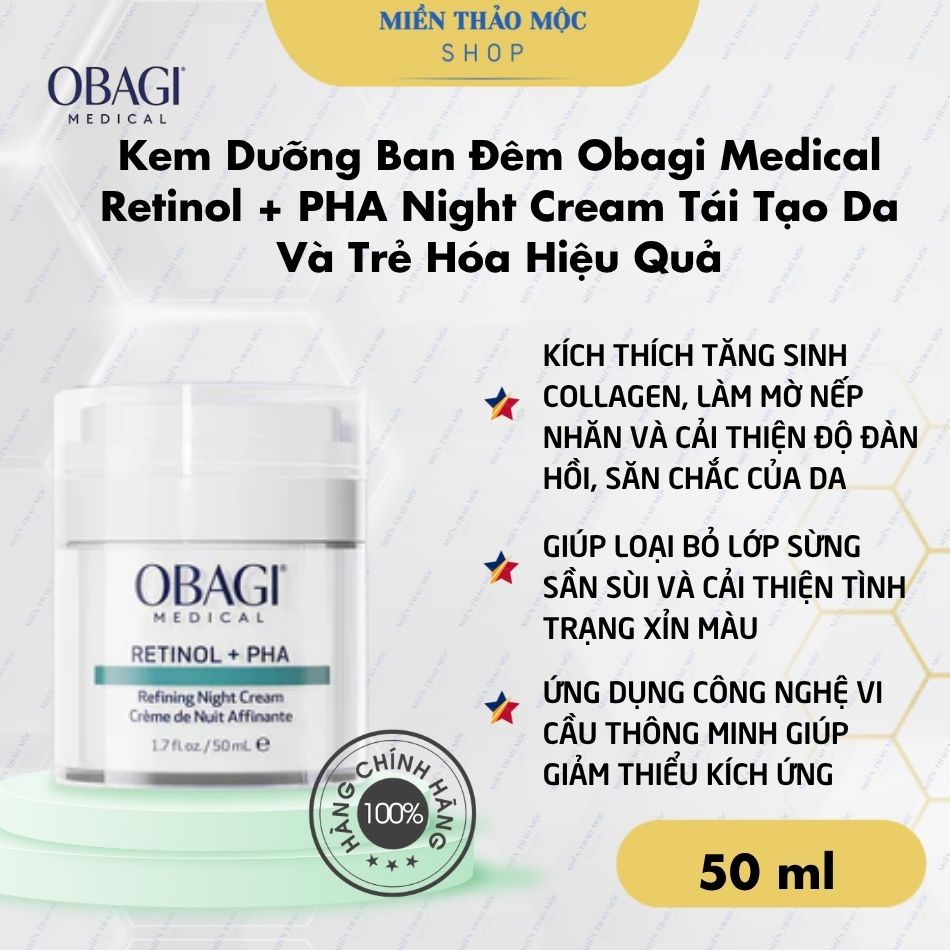 Kem Dưỡng Ban Đêm Obagi Medical Retinol + PHA Night Cream | Tái Tạo Da & Giảm Nếp Nhăn