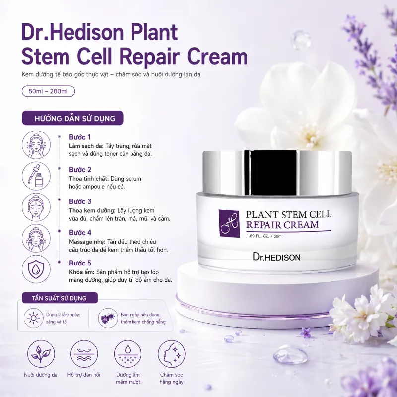 Kem Dưỡng Tế Bào Gốc Thực Vật Dr.Hedison Plant Stem Cell Repair Cream Chính Hãng