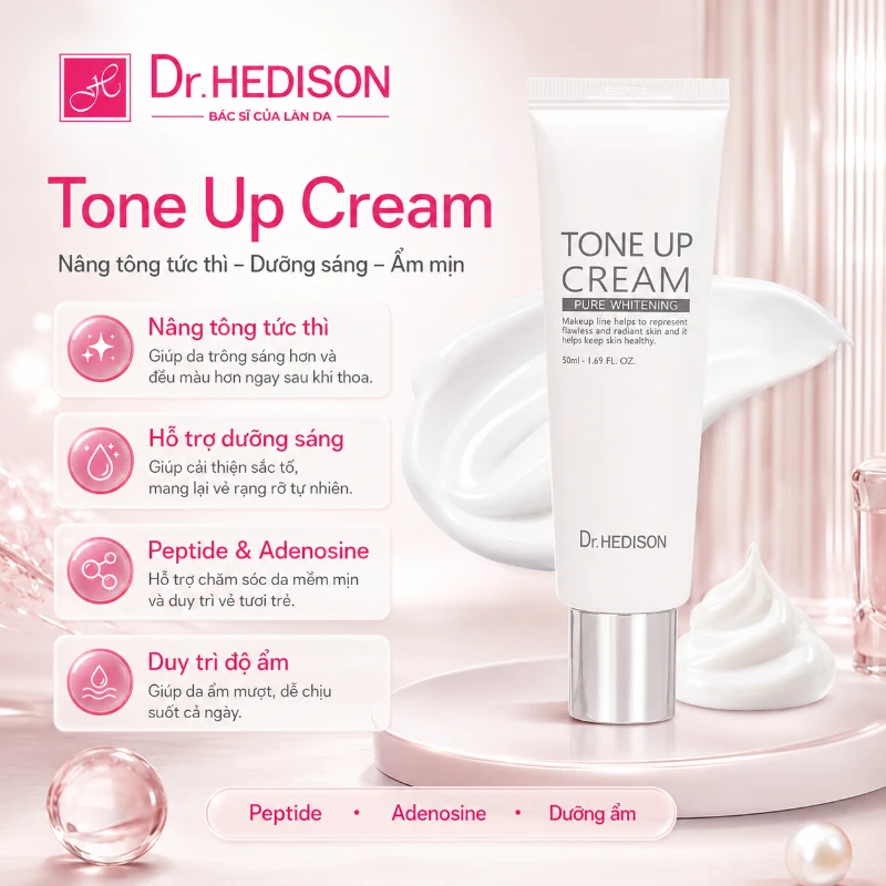 Kem Dưỡng Trắng Da Nâng Tông Tức Thì, Dưỡng Sáng & Chống Lão Hóa Dr.Hedison Tone Up Cream 50ml
