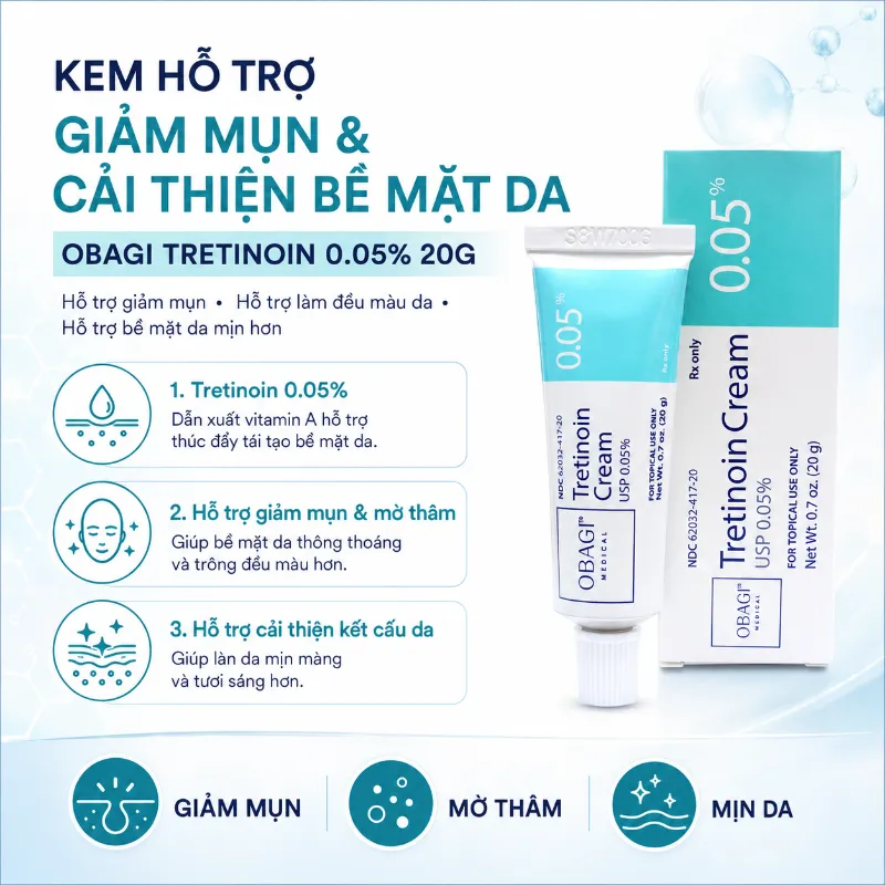 Kem Trị Mụn, Mờ Nám & Trẻ Hóa Da Obagi Tretinoin 0.05% 20g