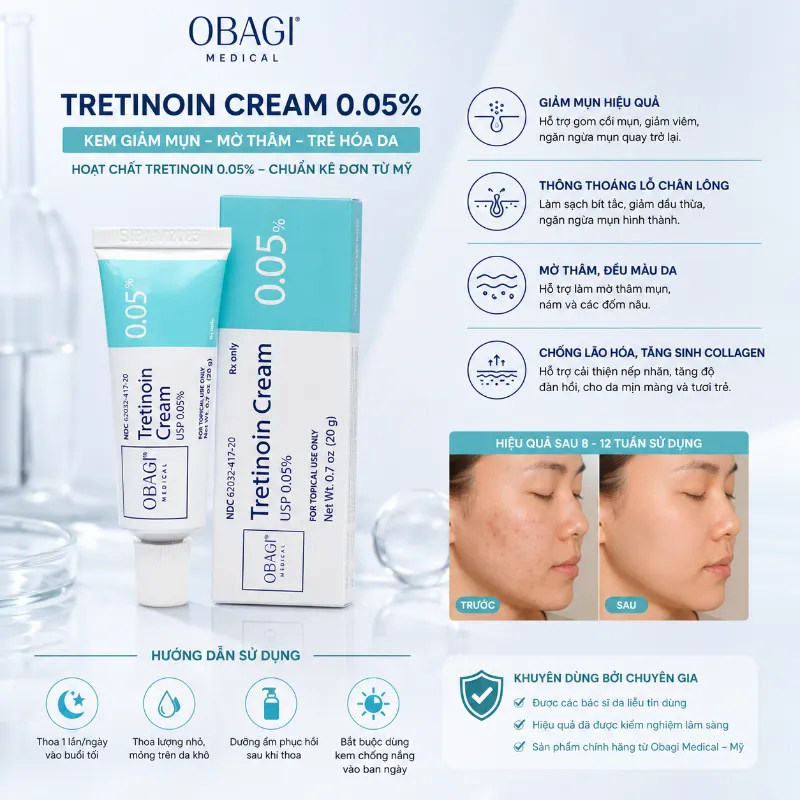 Kem Trị Mụn, Mờ Nám & Trẻ Hóa Da Obagi Tretinoin 0.05% 20g