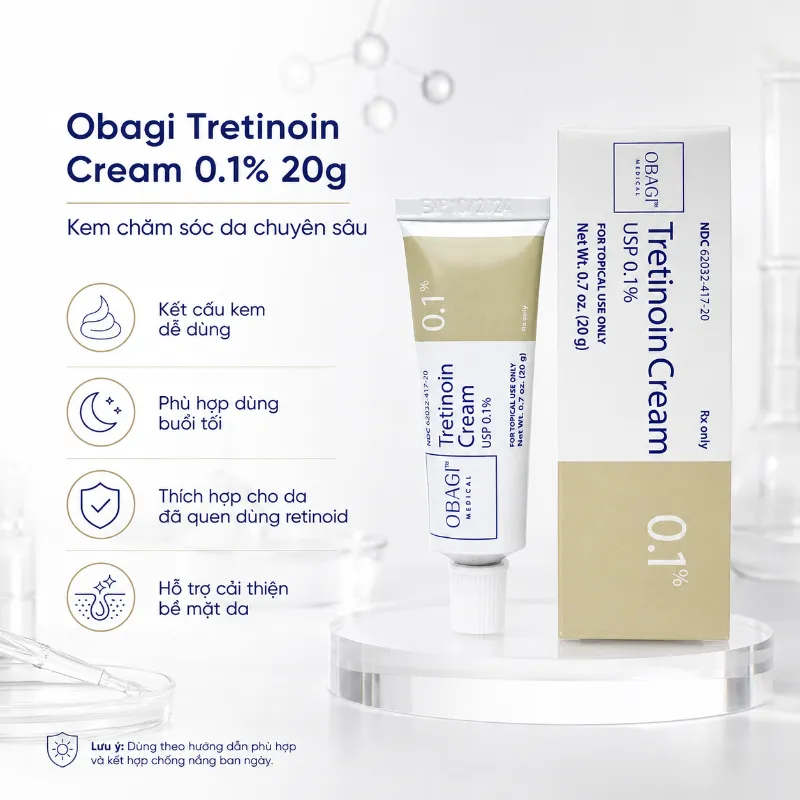 Kem Trị Mụn Thâm Nám Obagi Tretinoin Cream 0.1% 20g hàng chính hãng