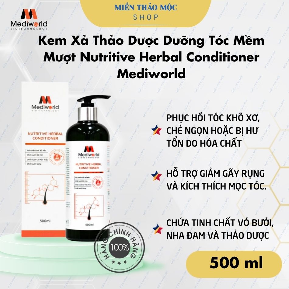 Kem Xả Thảo Dược Dưỡng Tóc Mềm Mượt Nutritive Herbal Conditioner Mediworld 500ml