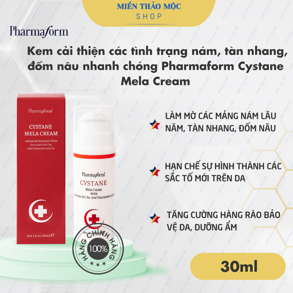 Kem cải thiện các tình trạng nám, tàn nhang, đốm nâu nhanh chóng Pharmaform Cystane Mela Cream