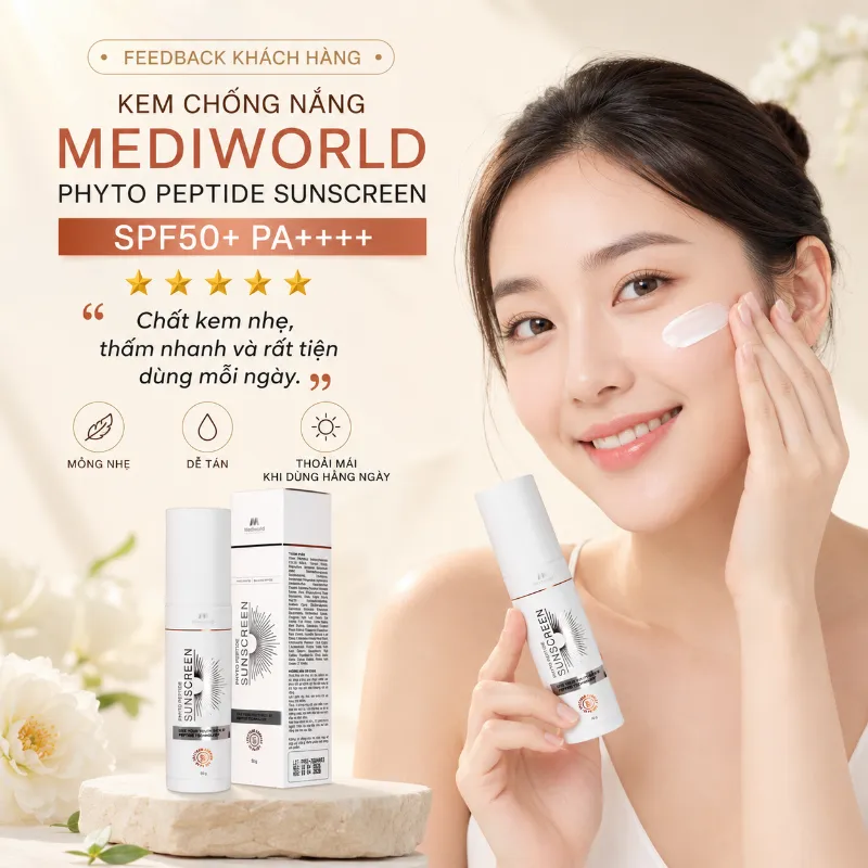 Kem chống nắng giúp bảo vệ phục hồi da Mediworld Phyto Peptide Sunscreen 50g
