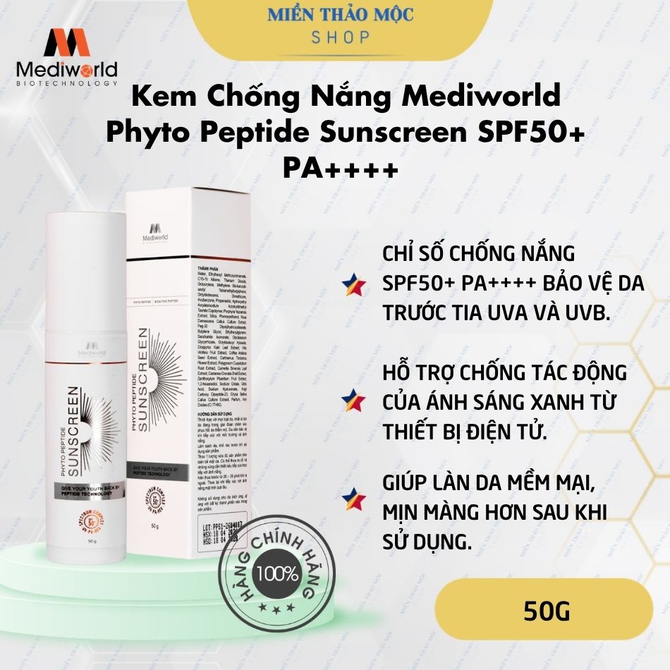Kem chống nắng giúp bảo vệ phục hồi da Mediworld Phyto Peptide Sunscreen 50g